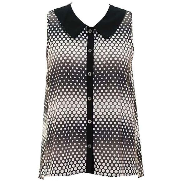 High Low Polka Dot Sleeveless Top - Picture 1 of 2